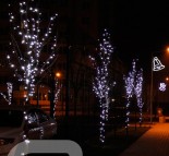 Новогоднее оформление маленьких деревьев гирляндой LED String lite (холодный белый)  » Кликните для увеличения ->