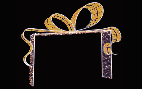 Изготовление светодиодных конструкций и инсталляций. Светодиодная инсталяция из гирлянд - Подарок с бантом